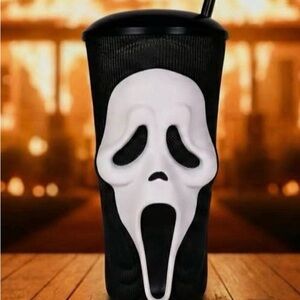 Scream 7 Black and White Ghost Face Tumbler
